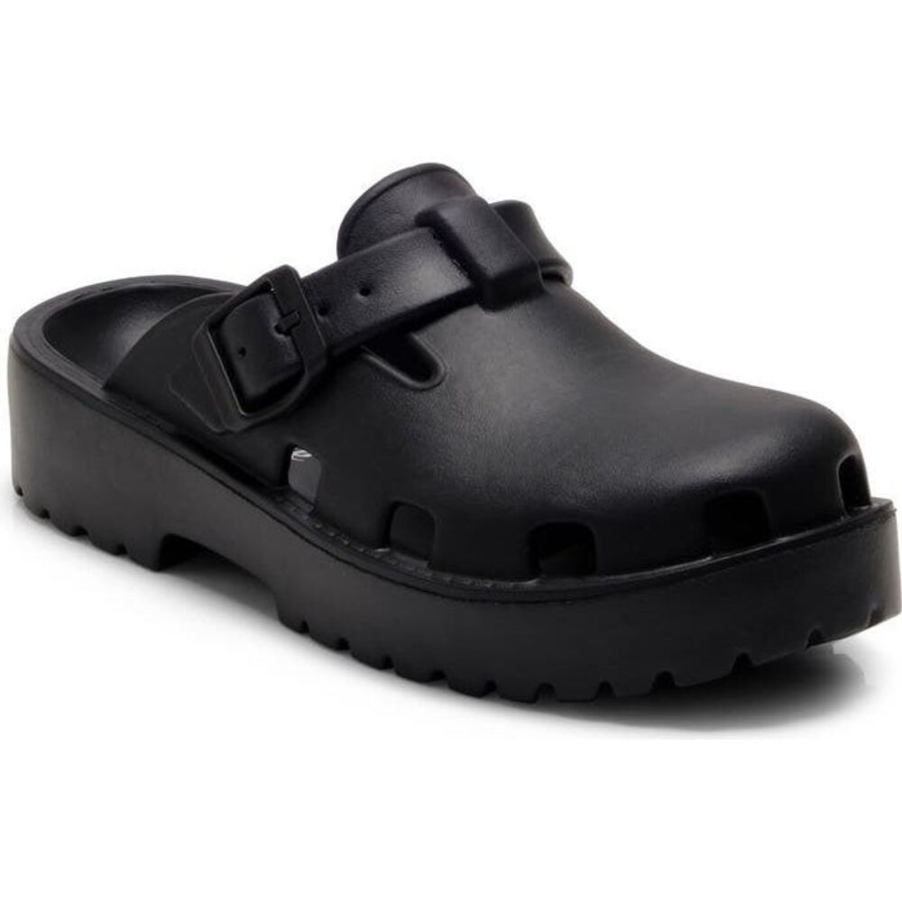 FREE PEOPLE Karlie Buckle Platform Clog Sandals Black Size 10
